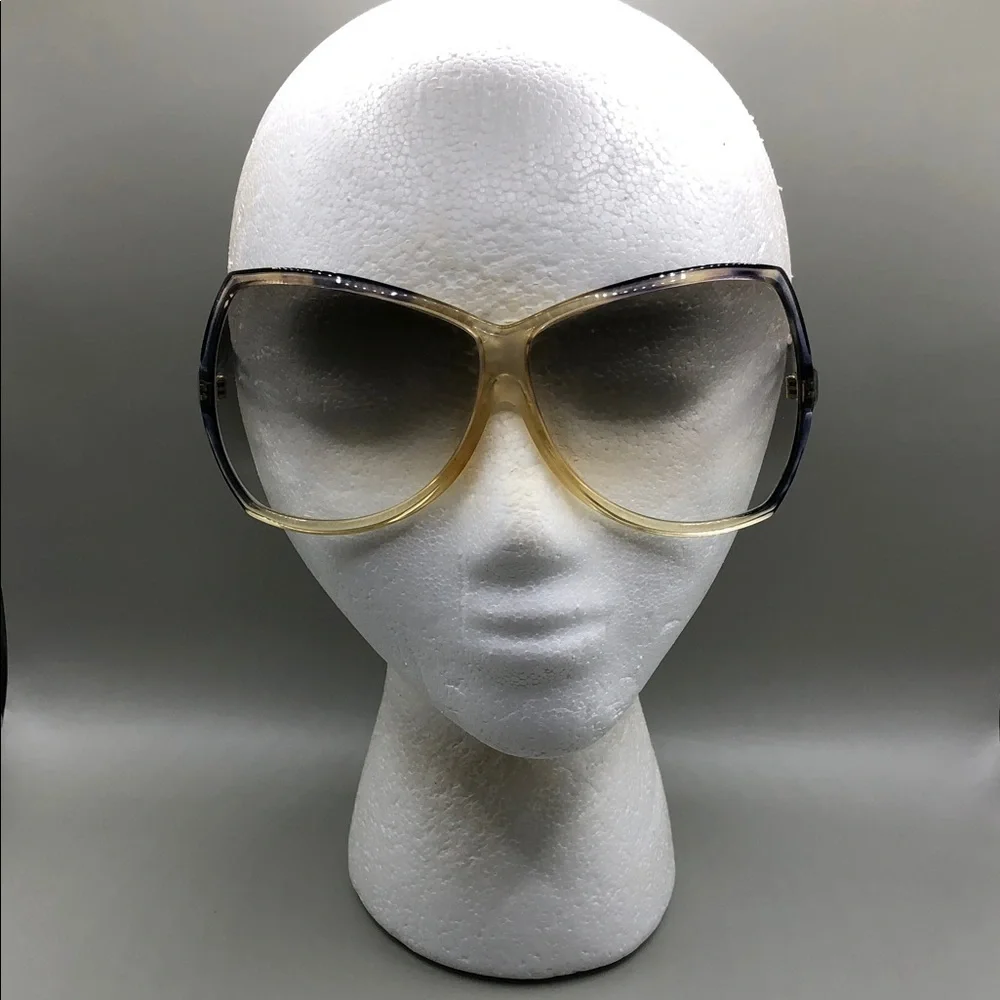 Annie Saral France Vintage Designer Oversized Sunglasses Gradient Tortoise